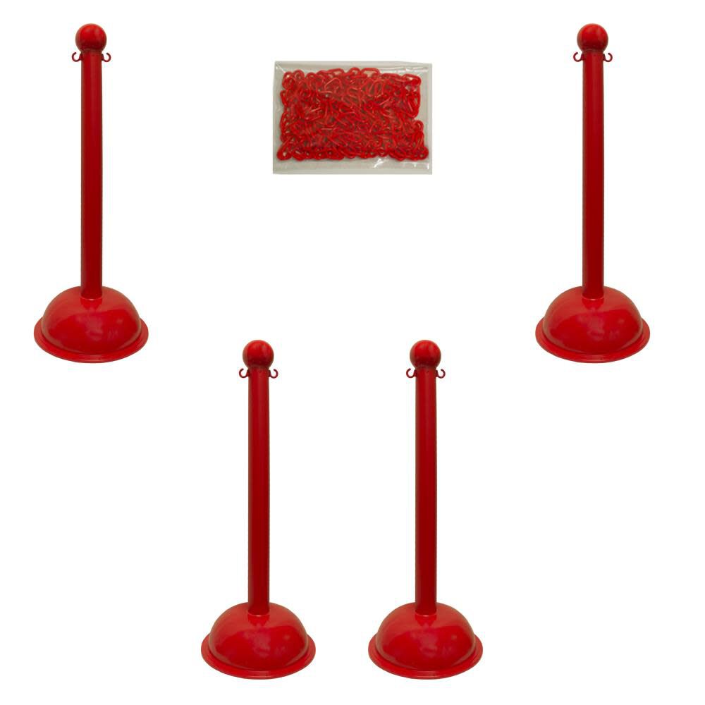 Red Heavy Duty Stanchion and Chain Kit 71305-4