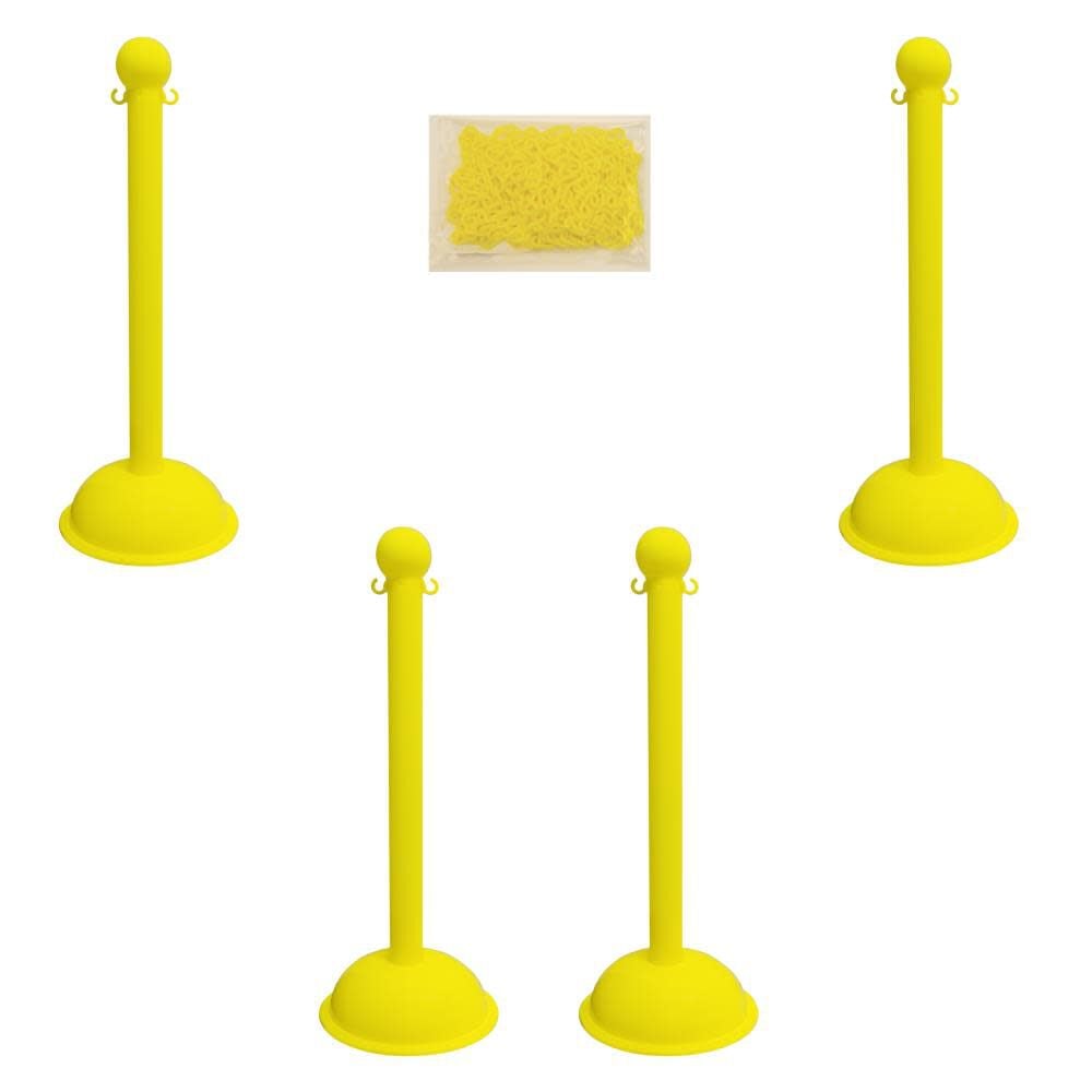 Yellow Heavy Duty Stanchion and Chain Kit 71302-4