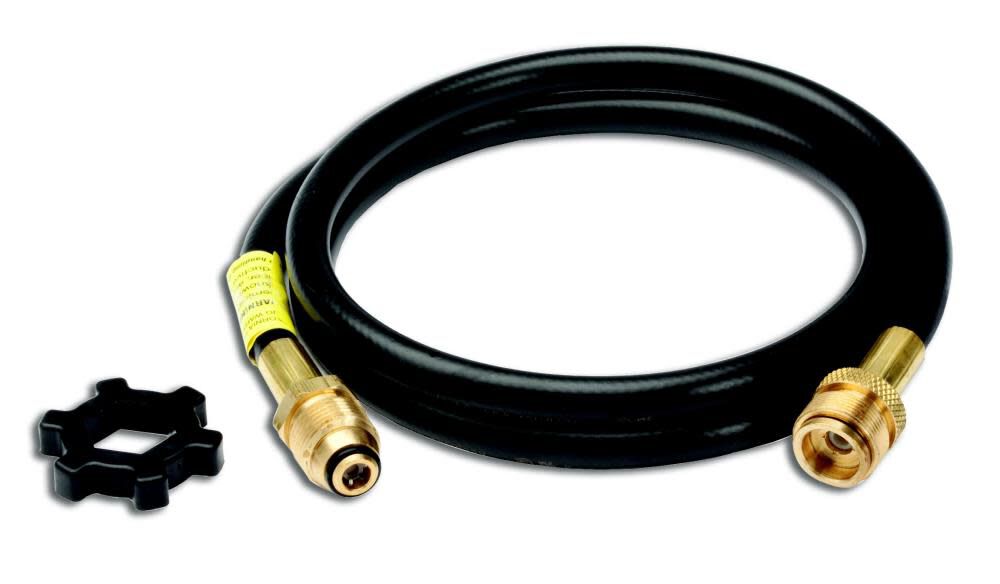 5 ft Propane Hose Assembly with Swivel 1 in-20 Male Throwaway Cylinder Thread x Excess Flow Soft Nose P.O.L. with Handwheel F273701