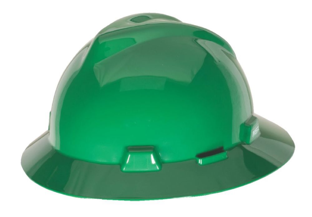 V Gard Slotted Full Brim Hard Hat Green with Fas Trac III Suspension 475370