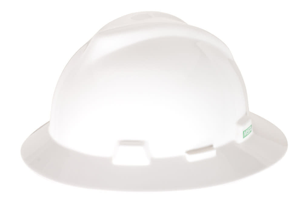 V Gard Slotted Full Brim Hard Hat White with Fas Trac III Suspension 475369