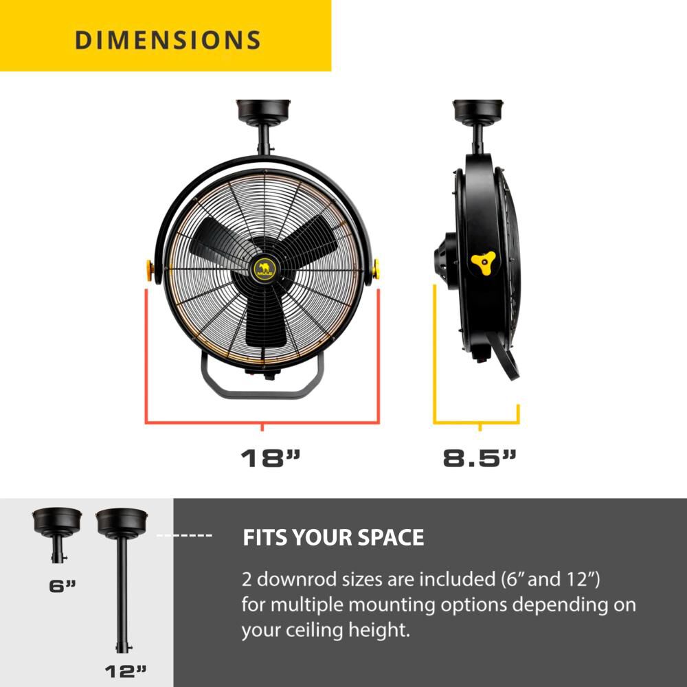 18 in Ceiling Mounted Garage Fan with Remote 3000 Cfm 52006