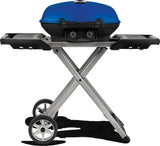 TravelQ 285X Portable Propane Gas Grill with Scissor Cart Blue TQ285X-BL-1