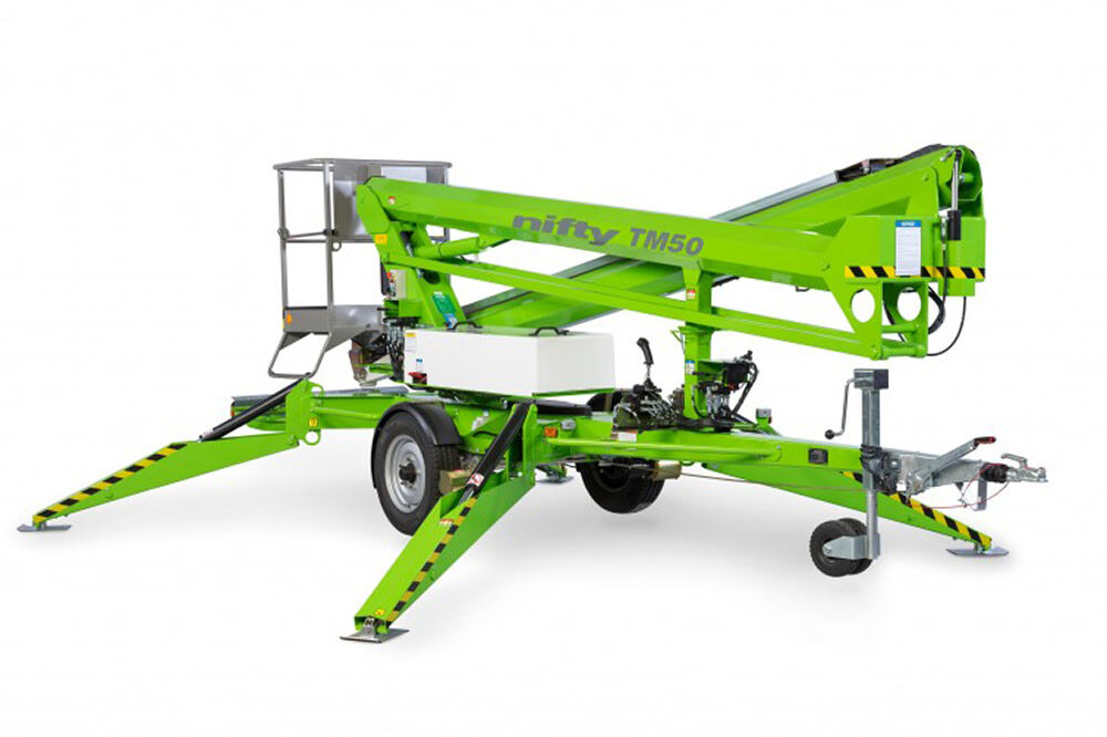 49.5' Cherry Picker Trailer Mounted Towable with Hydraulic Outriggers - Battery TM50HE