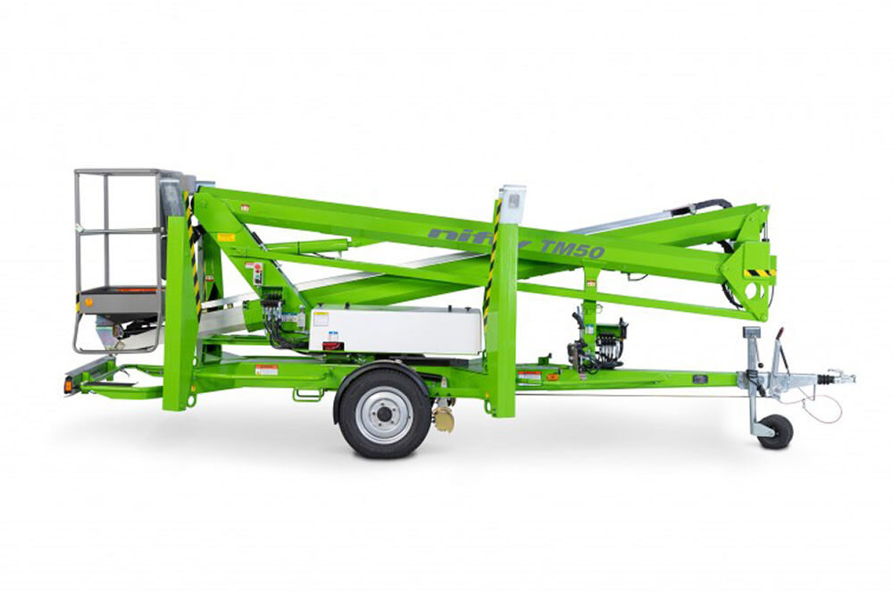 49.5' Cherry Picker Trailer Mounted Towable with Hydraulic Outriggers - Battery TM50HE