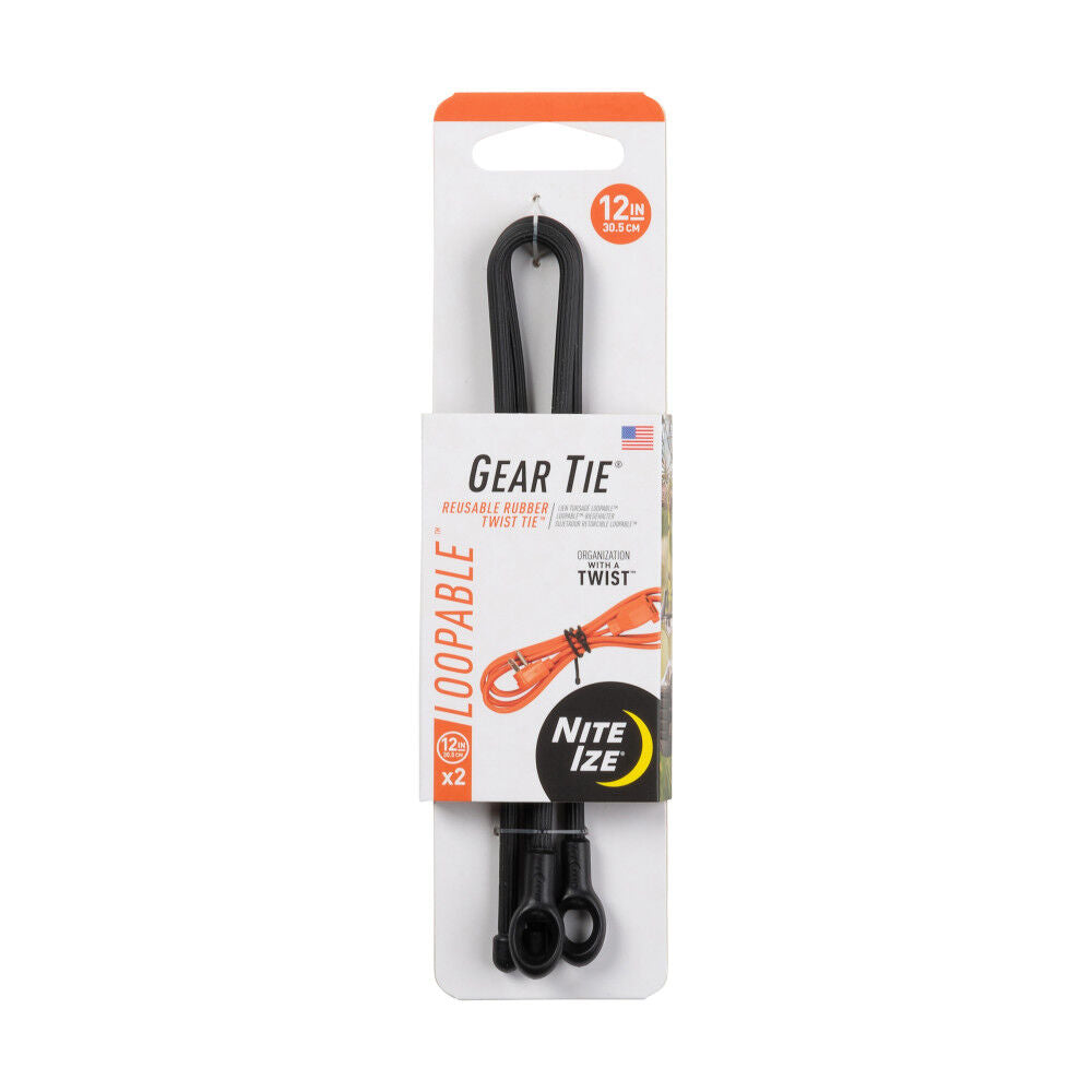 Gear Tie Loopable Twist Tie 12in 2pk Black GLS12-01-2R3