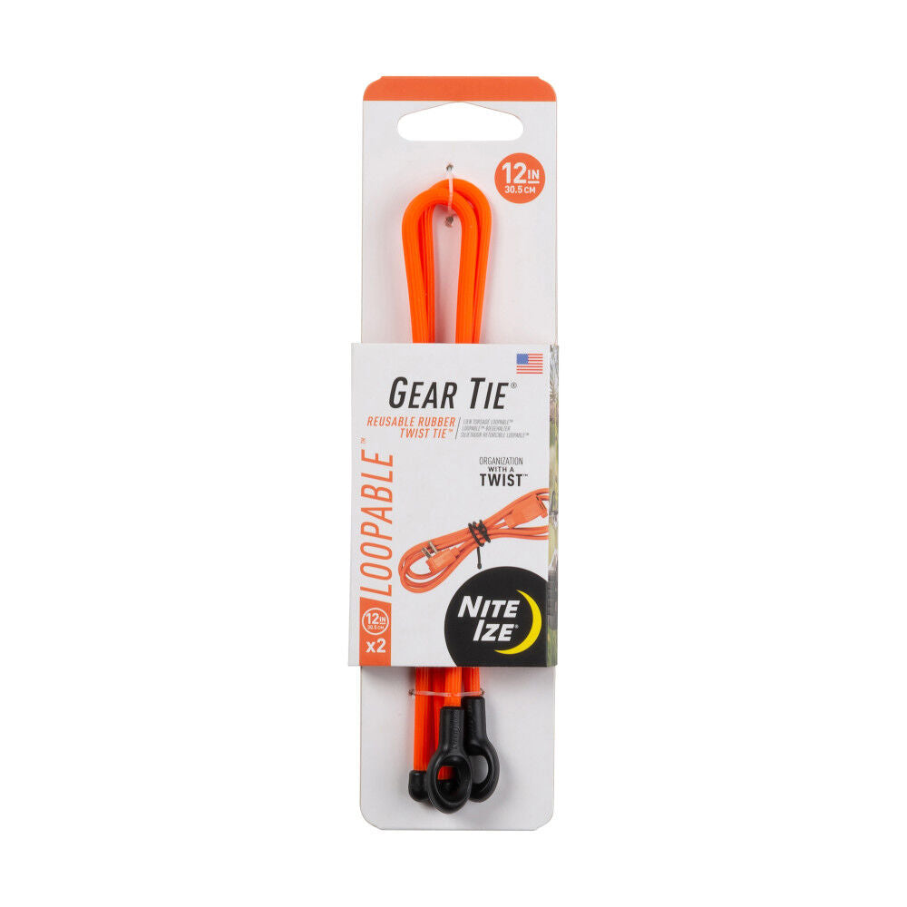 Gear Tie Loopable Twist Tie 12in 2pk Bright Orange GLS12-31-2R3