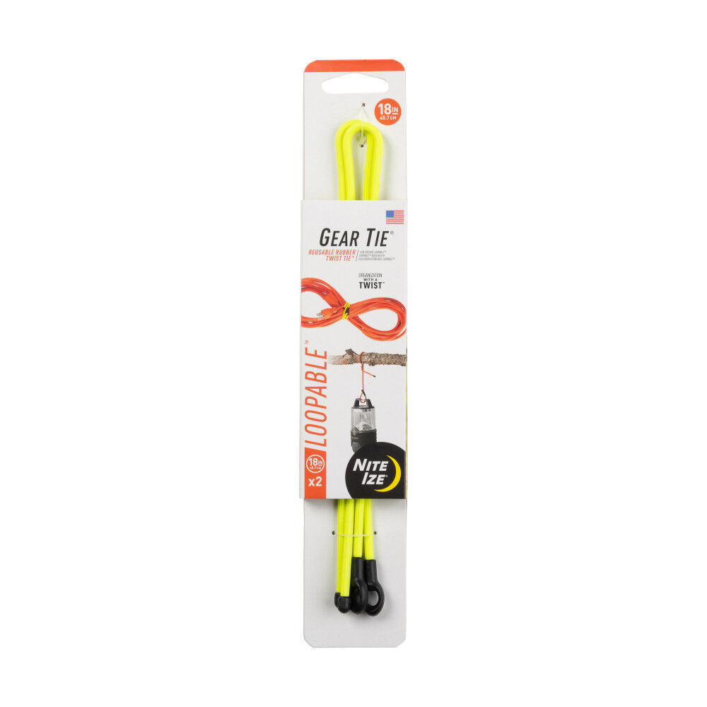 Gear Tie Loopable Twist Tie 18in 2pk Neon Yellow GLS18-33-2R3