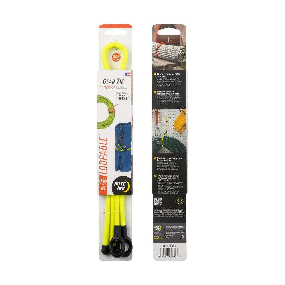 Gear Tie Loopable Twist Tie 24in 2pk Neon Yellow GLL24-33-2R3