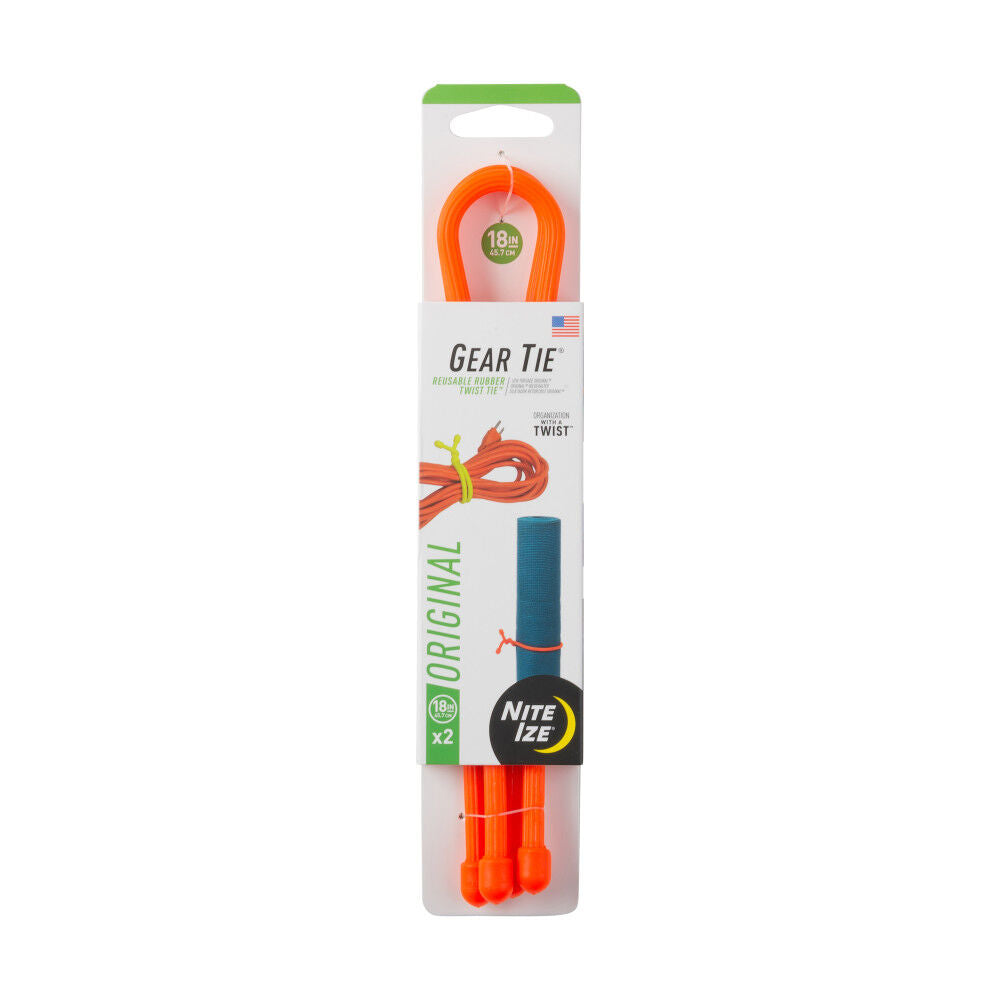 Gear Tie Reusable Rubber Twist Tie 18in 2pk Br. Orange GT18-31-2R3