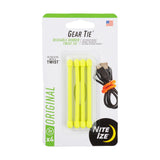 Gear Tie Reusable Rubber Twist Tie 3in 4pk Neon Yellow GT3-4PK-33