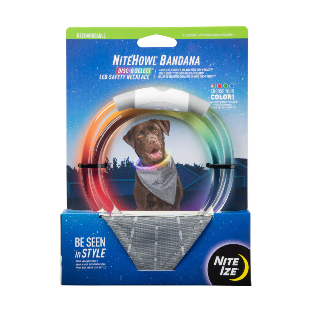 NiteHowl Bandana LED Safety Necklace Disc-O Select Grey NHOR-B0907S-R8