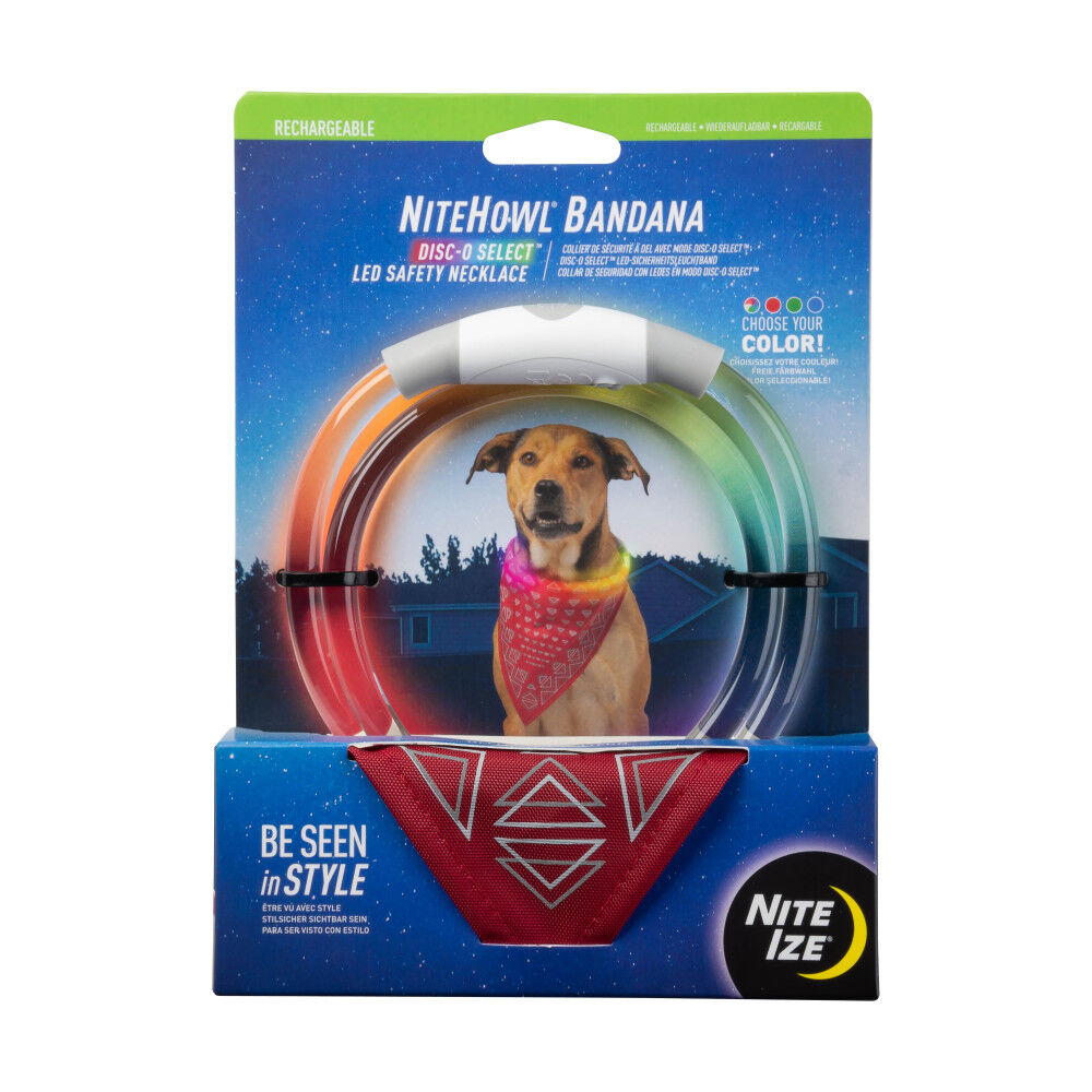 NiteHowl Bandana LED Safety Necklace Disc-O Select Red NHOR-B1007S-R8