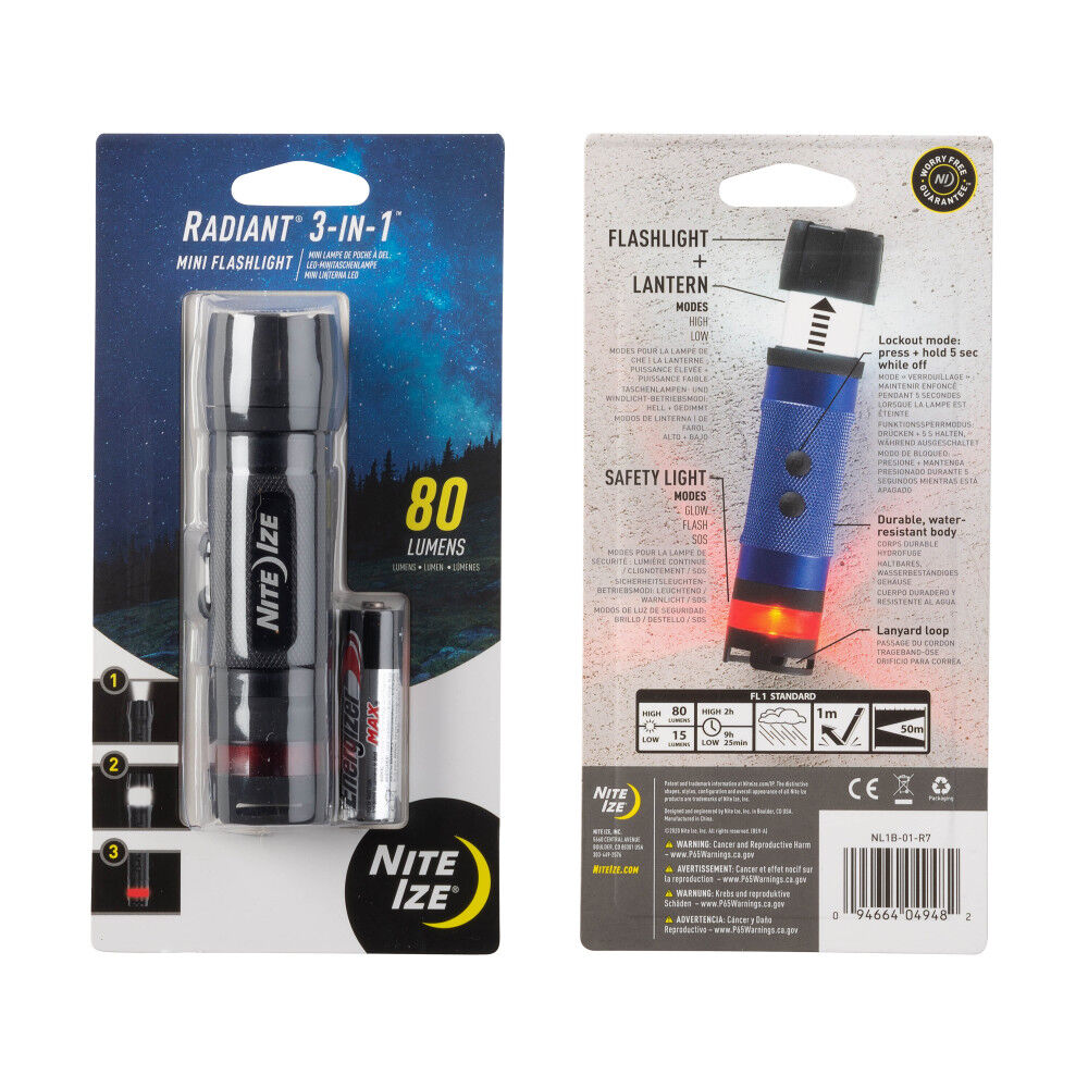 Radiant Flashlight 3 in 1 Mini Black NL1B-01-R7