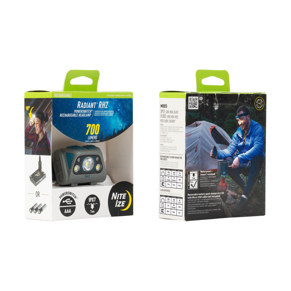 Radiant RH2 PowerSwitch Rechargeable Headlamp Blue/Grey RH2-03-R8