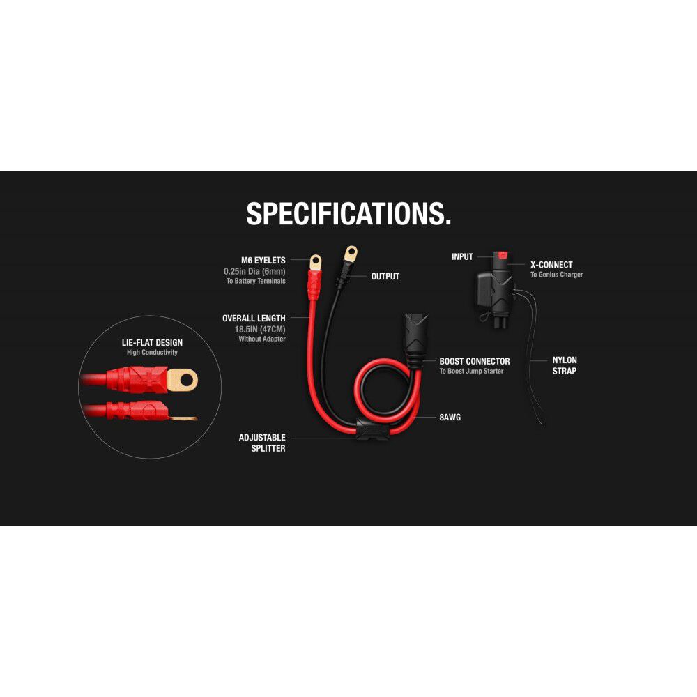 Heavy Duty Boost Battery Eyelet Cable with X Connect Adapter GBC007
