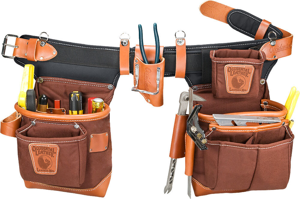 Leather Adjust-to-Fit Fat Lip Tool Bag Set - Color: Cafe 9855LH