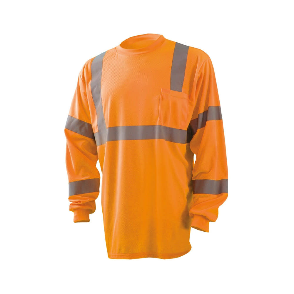 2X Hi-Vis Orange Wicking Birdseye T-Shirt Long Sleeve 2X LUX-LSETP3B-O2T