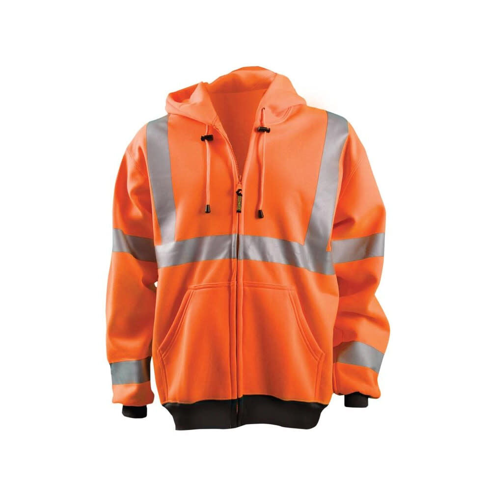 Hi-Vis Orange 9oz Class 3 Full Zip Hoodie Sweatshirt 2X LUX-HZSWT-O2X