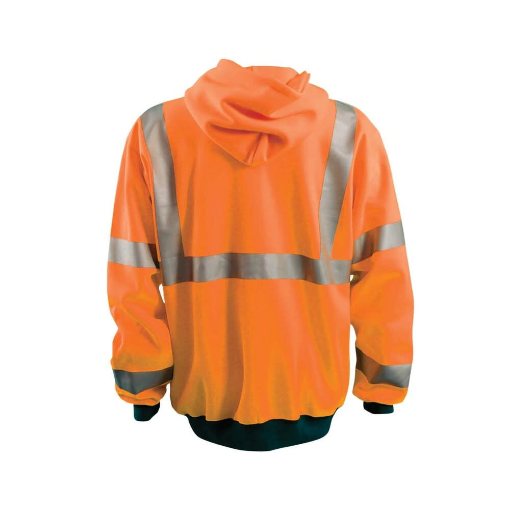 Hi-Vis Orange 9oz Class 3 Full Zip Hoodie Sweatshirt Large LUX-HZSWT-OL