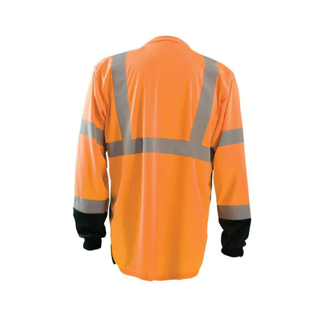 Hi-Vis Orange Black Bottom Wicking Birdseye Shirt Long Sleeve 2X LUX-LSETPBK-O2X