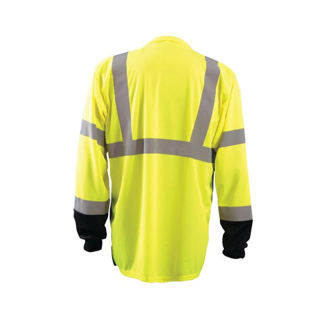 Hi-Vis Yellow Black Bottom Wicking Birdseye Shirt Long Sleeve 2X LUX-LSETPBK-Y2X