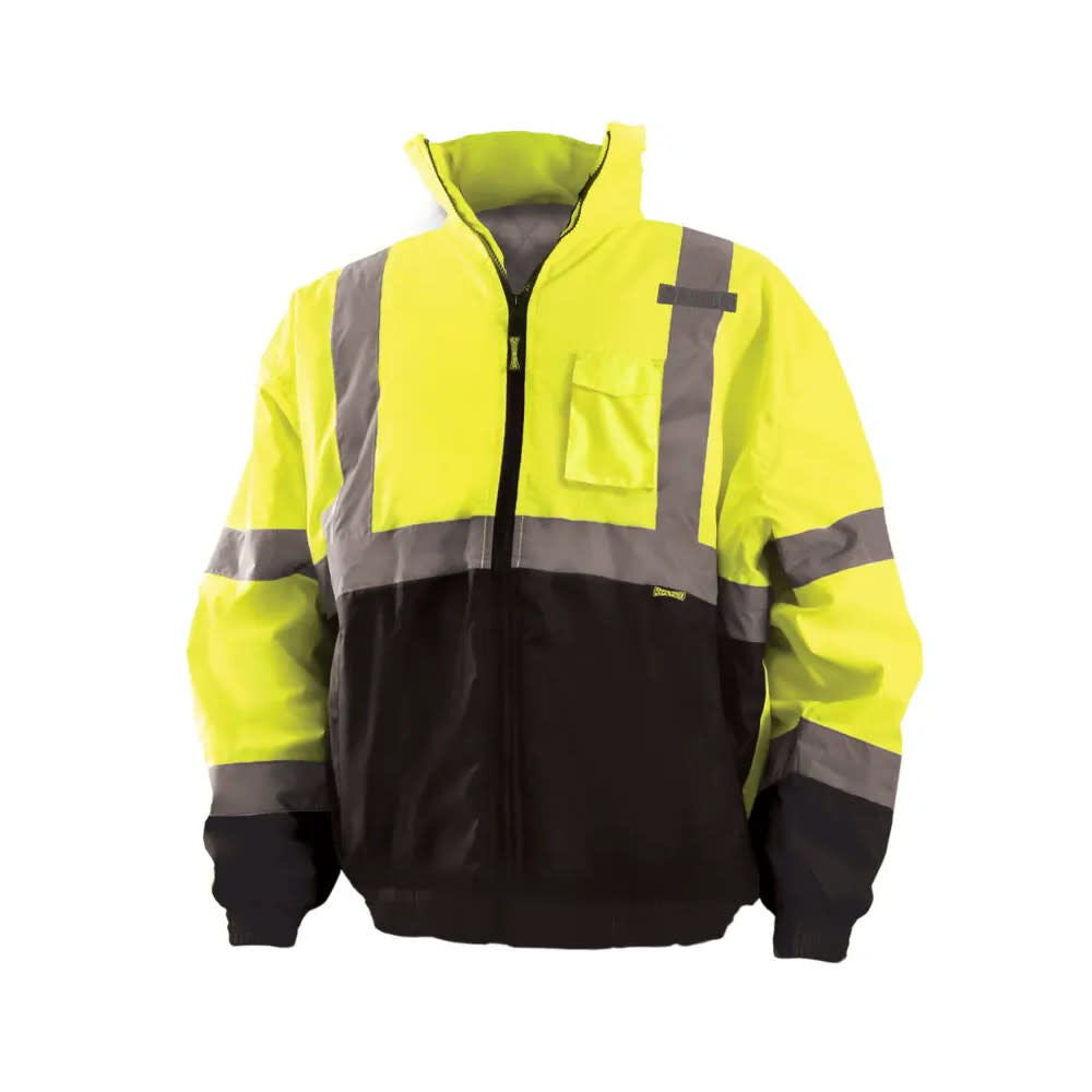 Hi-Vis Yellow Class 3 Value Black Bottom Bomber Jacket 2X LUX-250-JB-BY2X