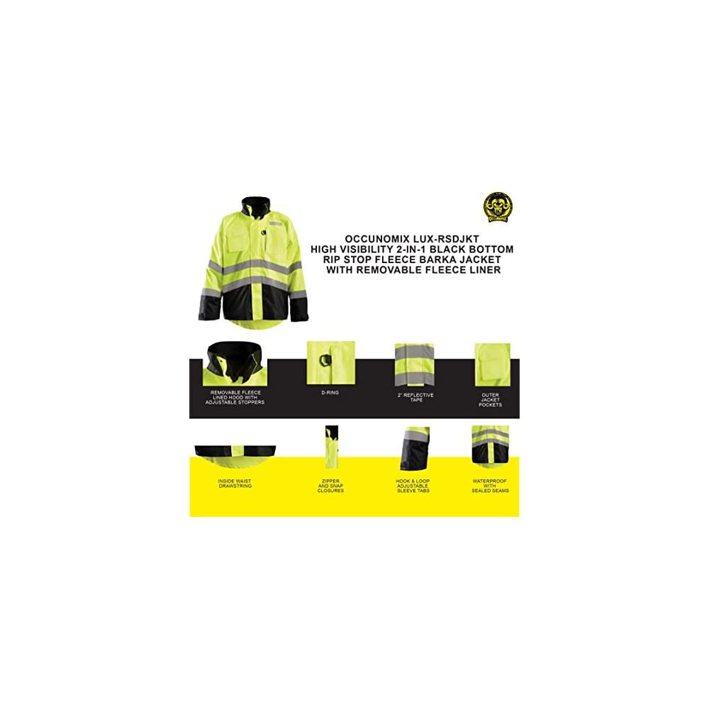 Hi-Vis Yellow Rip Stop Fleece Barka Jacket 2X LUX-RSDJKT-Y2X