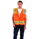 Surveyor Safety Vest Orange Class 2 High Visibility Two-Tone Mesh Large ECO-ATRNSM-OL