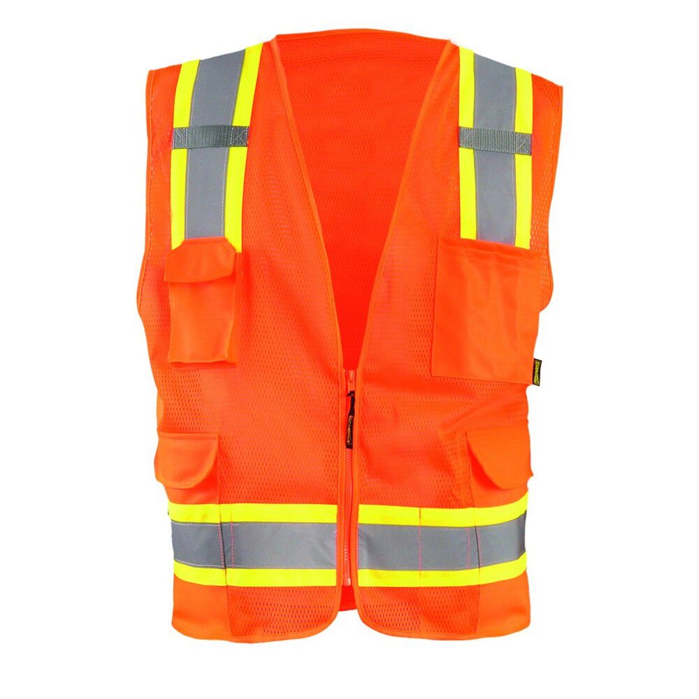 Surveyor Safety Vest Orange Class 2 High Visibility Two-Tone Mesh Large ECO-ATRNSM-OL