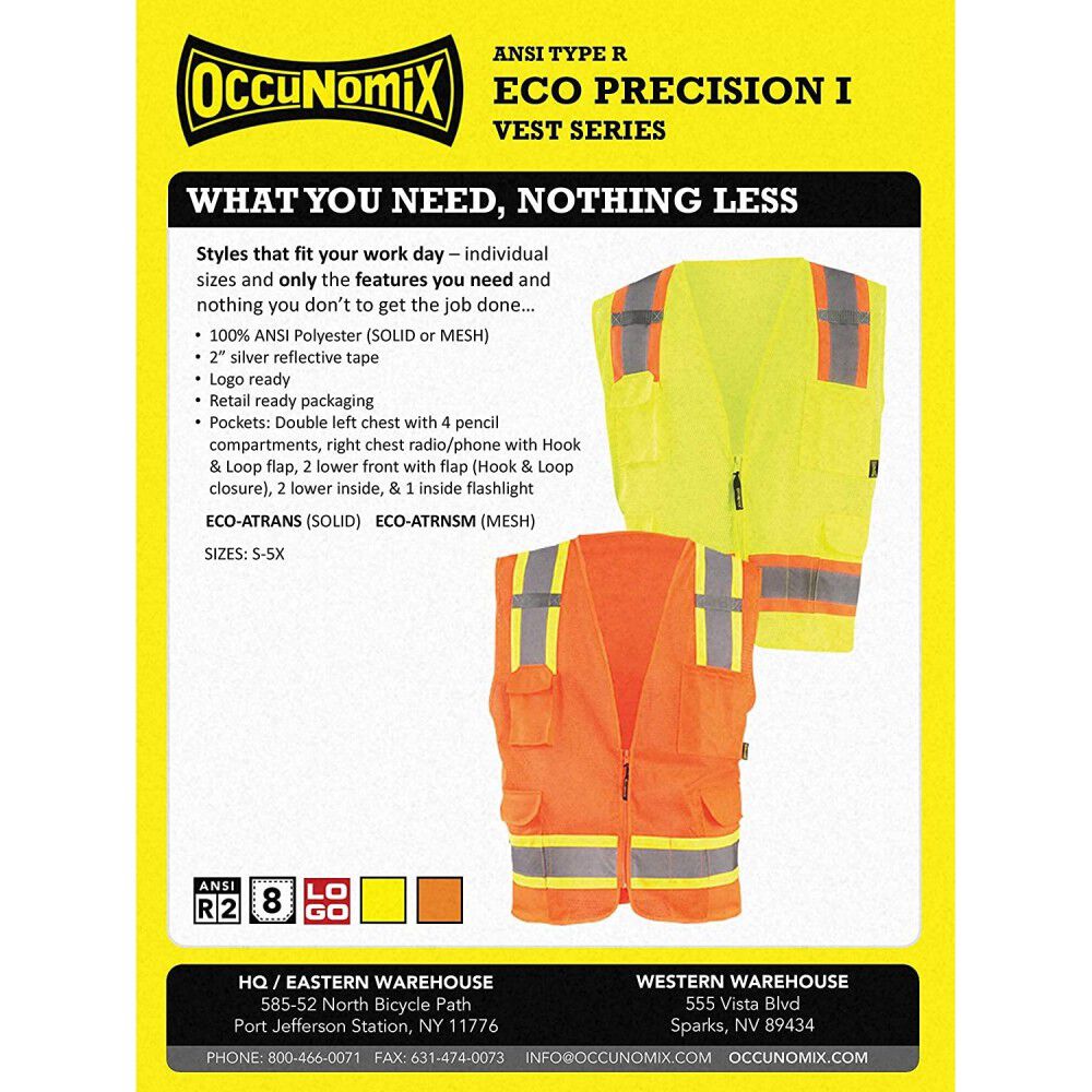 Surveyor Safety Vest Orange Class 2 High Visibility Two-Tone Mesh Medium ECO-ATRNSM-OM