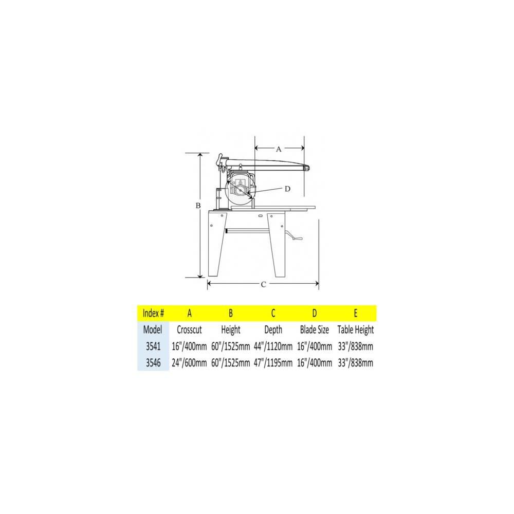 16 In. 3 Phase Heavy Duty Radial Arm Saw 3541