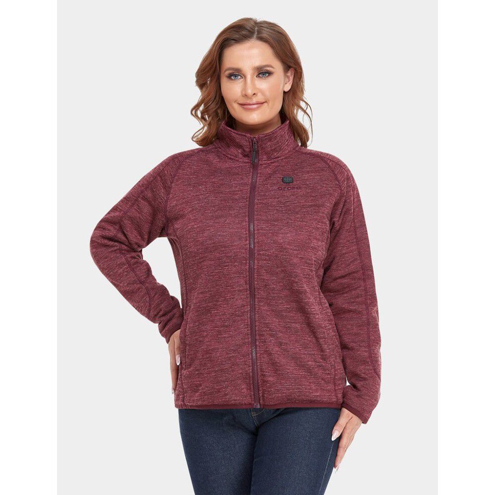 Womens Maroon Heated Fleece Jacket Kit 2X WJF-32-3407-US