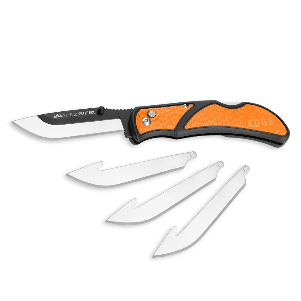 RazorLite EDC Folding Knife Orange 3in with 4 Blades RLB30-30C