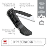 RazorWork Folding Knife Gray 3in with 3 Blades RW30-60C