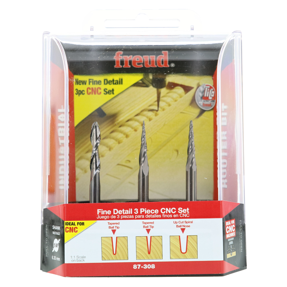 3-Piece CNC Fine Detail Router Bit Set 87-308