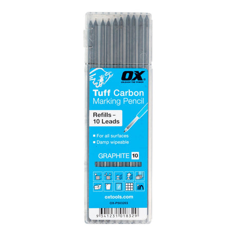 Tools Tuff Carbon Marking Pencil Replacement Lead 10pk OX-P503203
