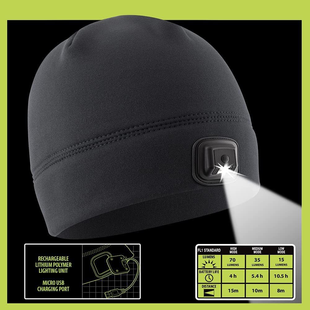 POWERCAP HCL Beanie Black LED Rechargeable HLBR-9534