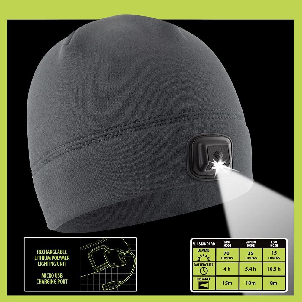 POWERCAP HCL Beanie Charcoal Gray LED Rechargeable HLBR-0227