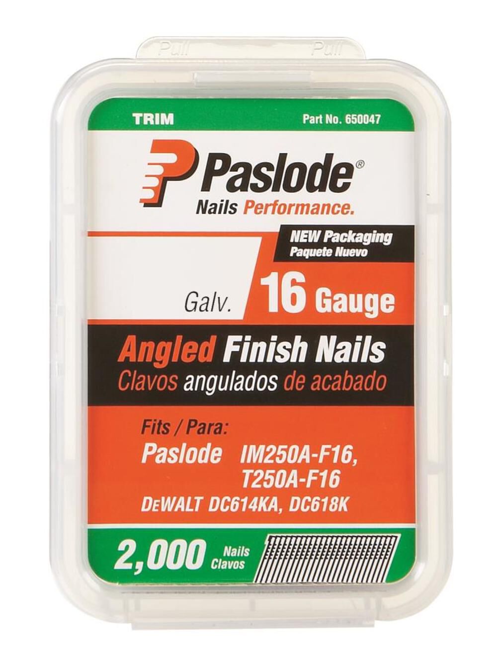 2000 Pack 1-3/4in 16ga. Galv Angled Finish Nail 650046