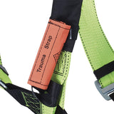 Full Body Padded Safety Harness with Back Support 5-Point Adjustment Fall Indicator Back D-Ring Stab Lock Leg Buckles Hi-Vis Green/Black Universal Fit V8006100