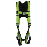 Full Body Padded Safety Harness with Back Support 5-Point Adjustment Fall Indicator Back D-Ring Stab Lock Leg Buckles Hi-Vis Green/Black Universal Fit V8006100