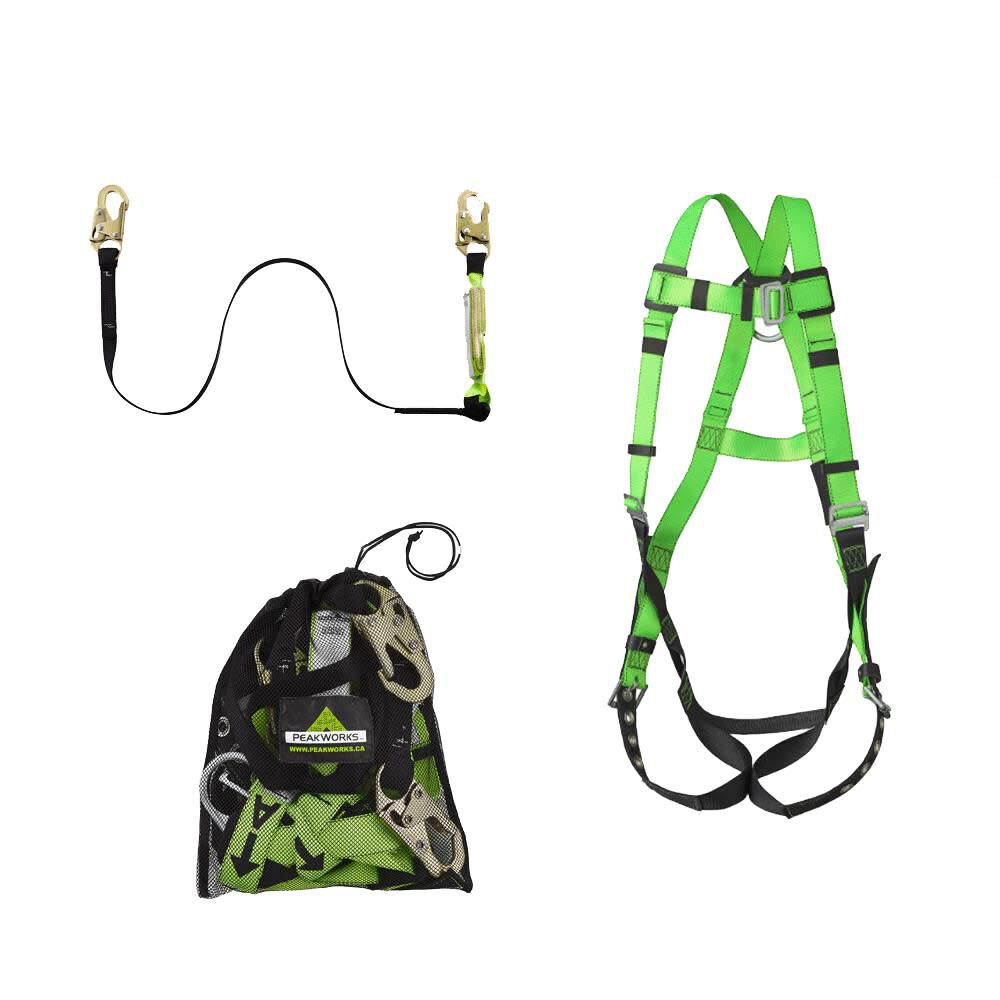 Lightweight Adjustable Full Body Safety Harness 6 Ft. Lanyard with Snap Hooks and Mesh Carrying Bag Compliance Kit Green 19 In. H. x 17 In. L. x 14 In. W. Universal Fit V8252306