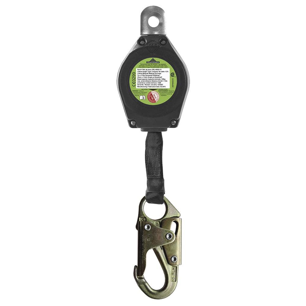 Self-Retracting Lifeline (SRL) with Webbing Snap Hook 12 Ft. L. Black V845423012