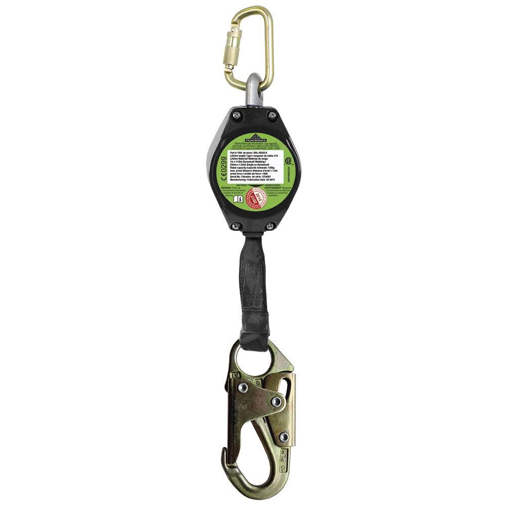 Self-Retracting Lifeline (SRL) with Webbing Snap Hook 6 Ft. L. Black V845523006LE