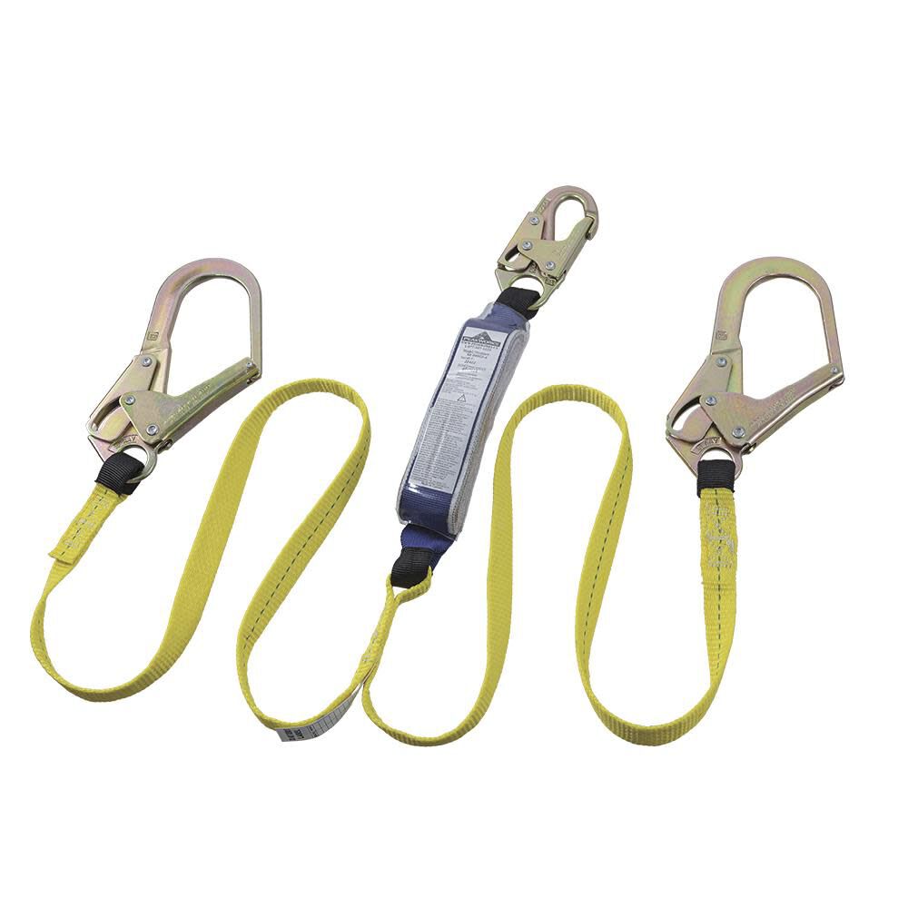 Shock Absorbing Double Leg Lanyard with Snap and Form Hooks 6 Ft. L. UV and Abrasion Resistant Polyester Webbing Green/Black V8104426