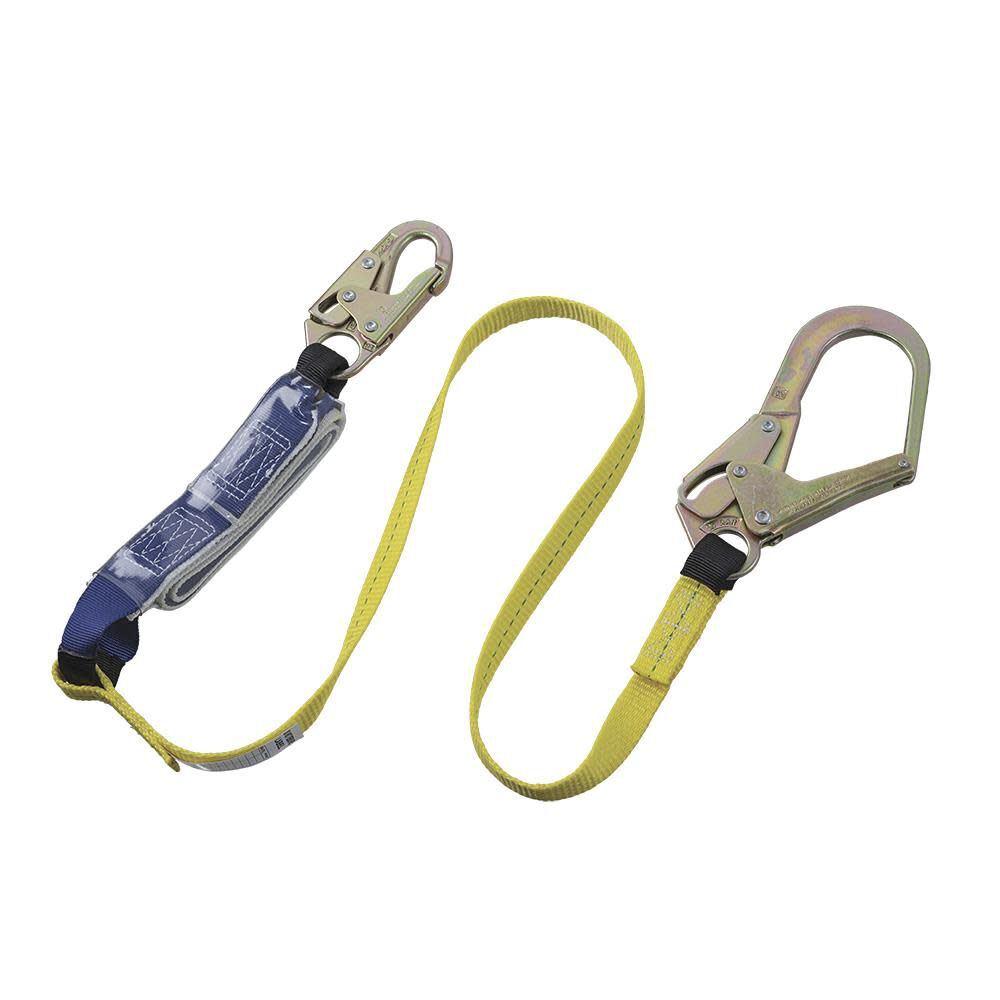 Shock Absorbing Single Leg Lanyard with Snap and Form Hooks 6 Ft. L. UV and Abrasion Resistant Polyester Webbing Green/Black V8104326
