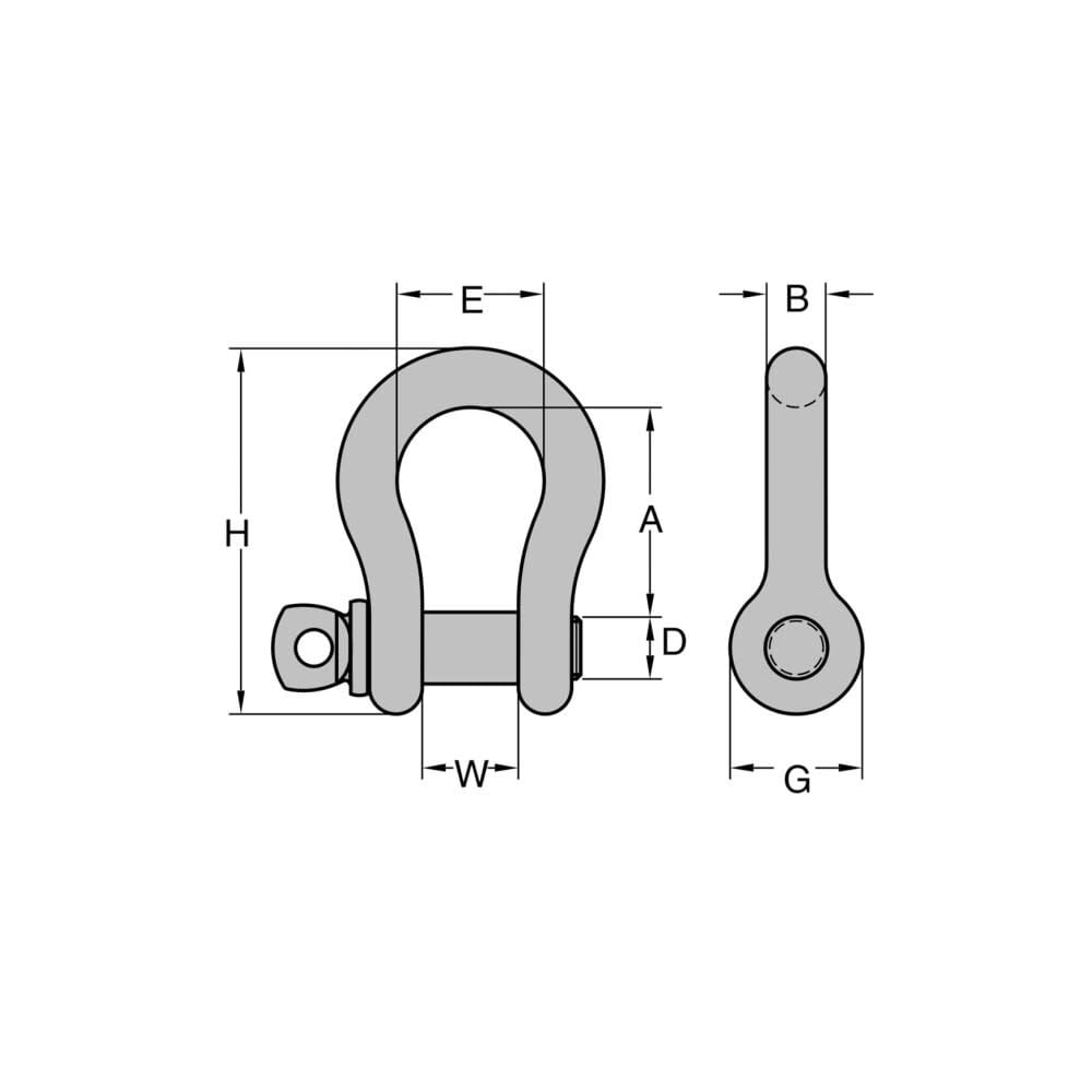 Forged Alloy Screw Pin Anchor Shackle, 1in, 25000lbs 8058903