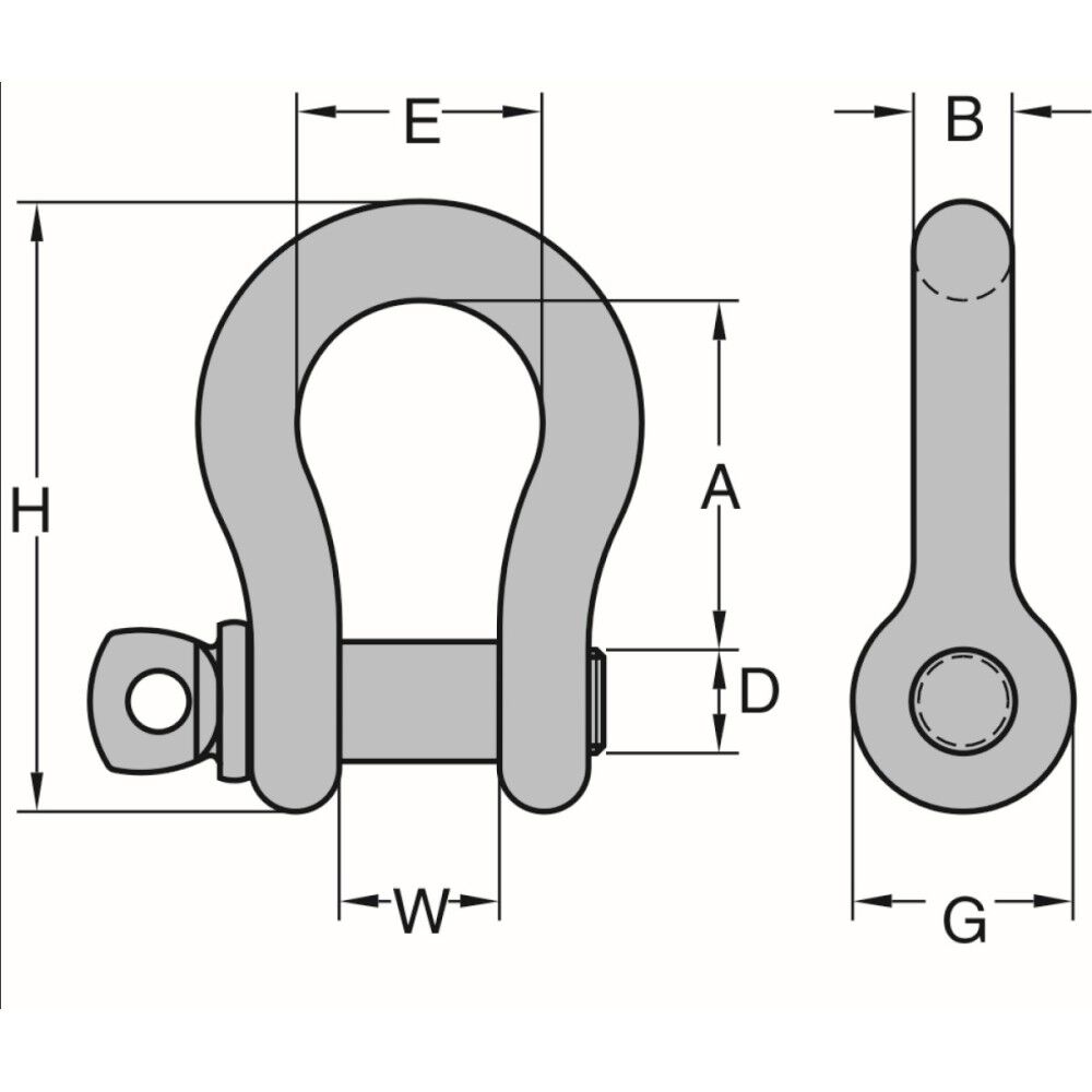 Forged Carbon Screw Pin Anchor Shackle, 1-1/8in, 19000lbs 8058005