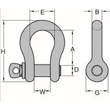 Forged Carbon Screw Pin Anchor Shackle, 1/4in, 1102lbs 8058205